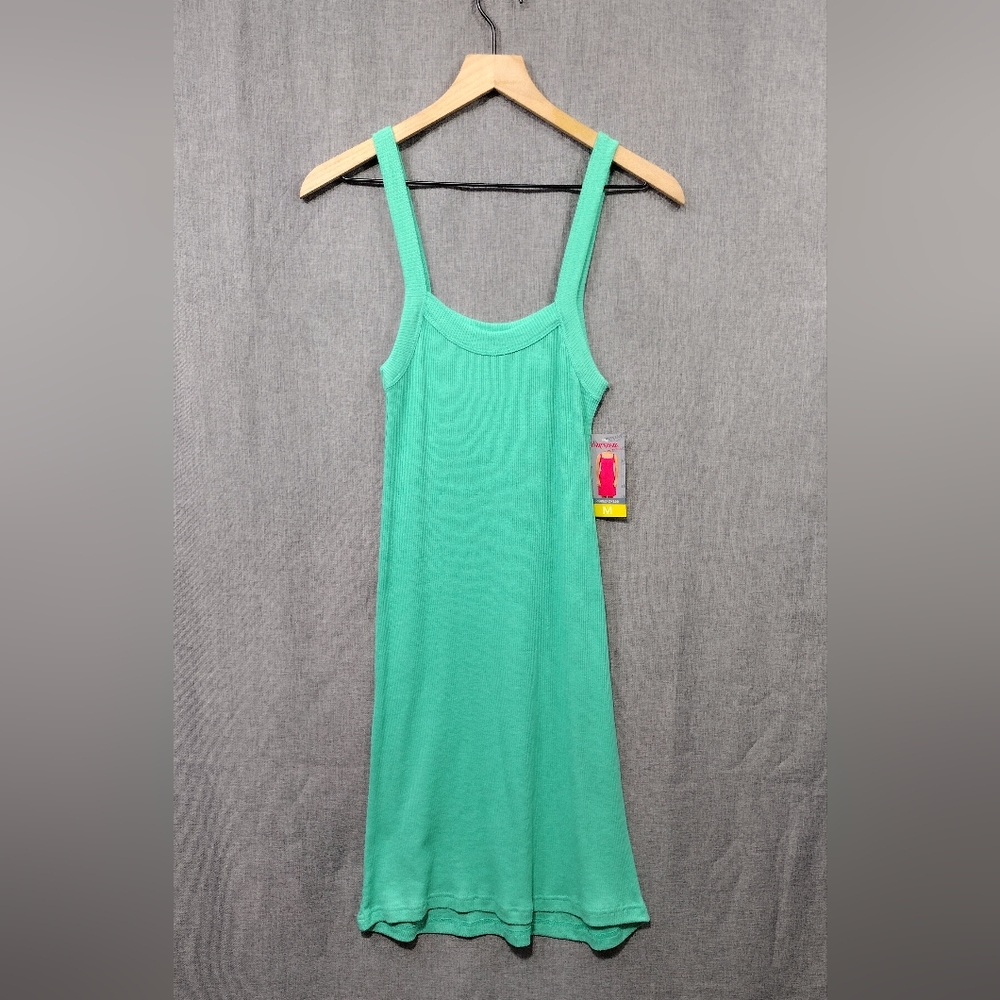 NWT Carnival Ribbed Tank Dress Womens M Green Boho Retro Minimalist Coastal